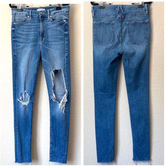Good American Denim - Good American Good Waist Distressed Skinny Jeans